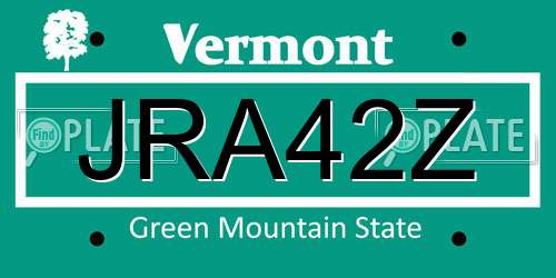 JRA42Z Vermont License Plate