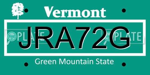 JRA72G Vermont License Plate