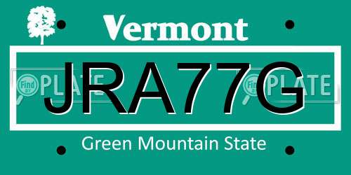 JRA77G Vermont License Plate