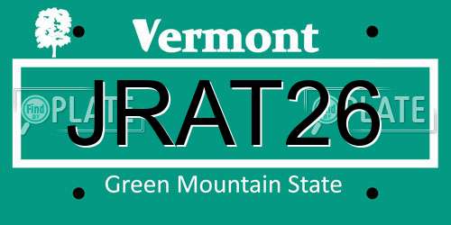 JRAT26 Vermont License Plate
