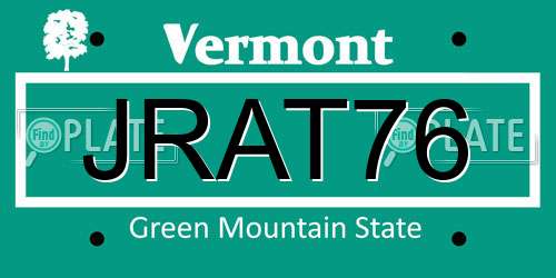 JRAT76 Vermont License Plate