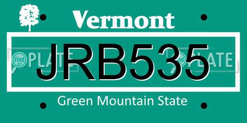 JRB535 Vermont License Plate