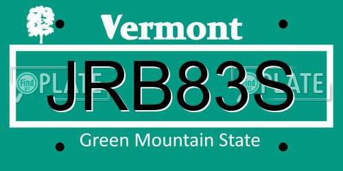 JRB83S Vermont License Plate