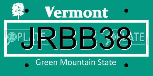 JRBB38 Vermont License Plate