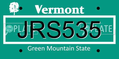 JRS535 Vermont License Plate