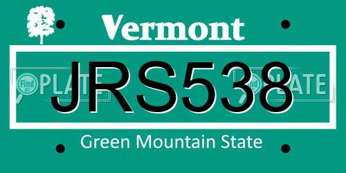 JRS538 Vermont License Plate