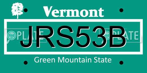JRS53B Vermont License Plate