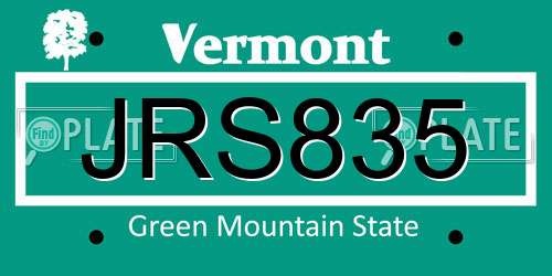 JRS835 Vermont License Plate