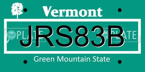 JRS83B Vermont License Plate