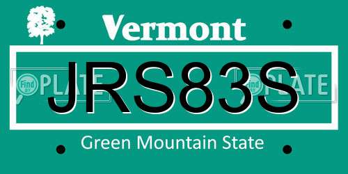 JRS83S Vermont License Plate