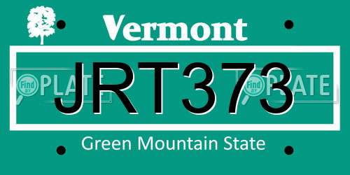 JRT373 Vermont License Plate