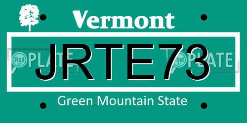 JRTE73 Vermont License Plate