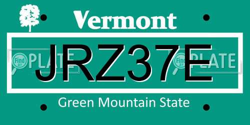 JRZ37E Vermont License Plate