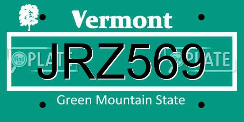 JRZ569 Vermont License Plate