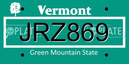 JRZ869 Vermont License Plate
