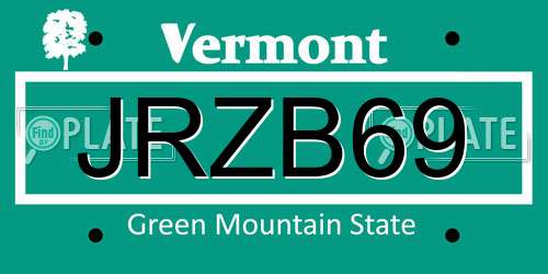 JRZB69 Vermont License Plate