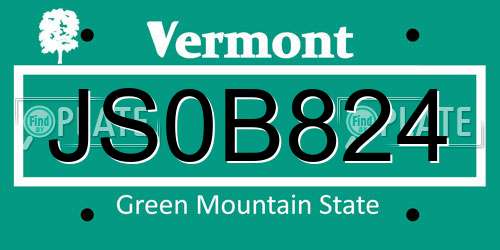 JS0B824 Vermont License Plate