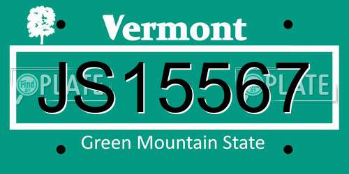 JS15567 Vermont License Plate