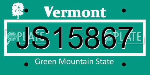 JS15867 Vermont License Plate