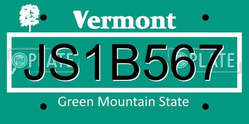 JS1B567 Vermont License Plate