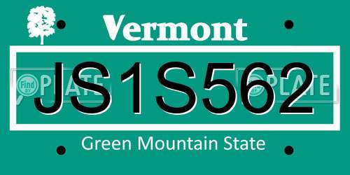 JS1S562 Vermont License Plate