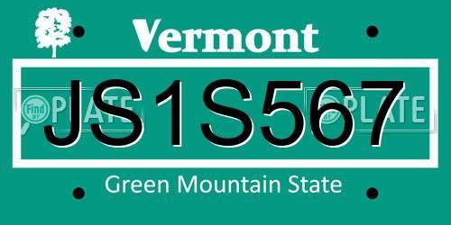 JS1S567 Vermont License Plate