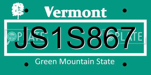 JS1S867 Vermont License Plate
