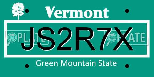 JS2R7X Vermont License Plate