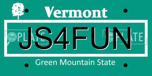 JS4FUN Vermont License Plate