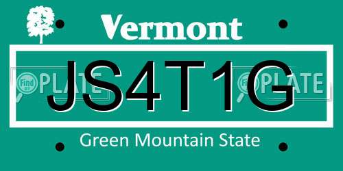 JS4T1G Vermont License Plate