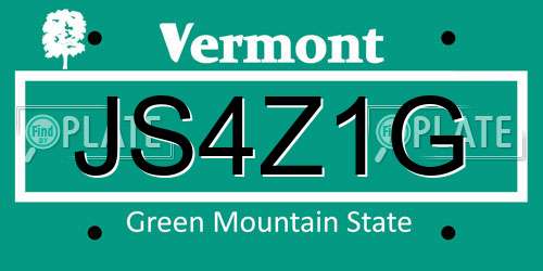 JS4Z1G Vermont License Plate