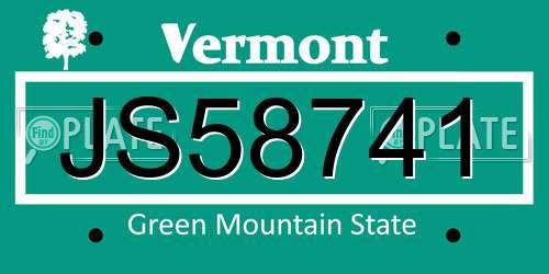 JS58741 Vermont License Plate