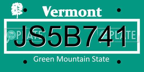JS5B741 Vermont License Plate