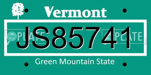 JS85741 Vermont License Plate