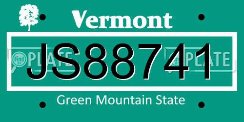 JS88741 Vermont License Plate