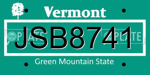 JSB8741 Vermont License Plate