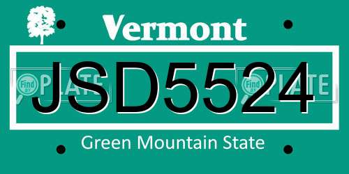 JSD5524 Vermont License Plate