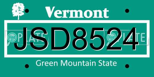 JSD8524 Vermont License Plate
