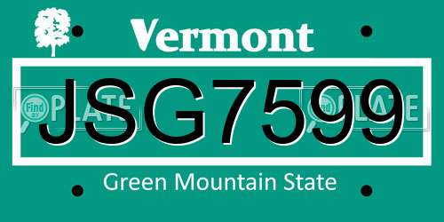 JSG7599 Vermont License Plate