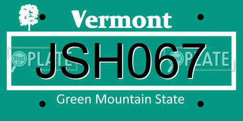 JSH067 Vermont License Plate