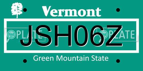 JSH06Z Vermont License Plate