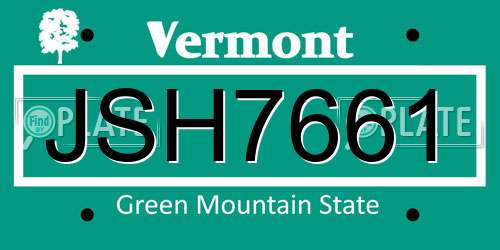 JSH7661 Vermont License Plate