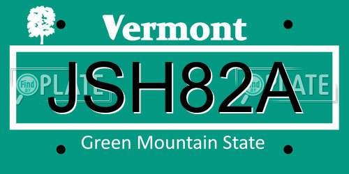 JSH82A Vermont License Plate