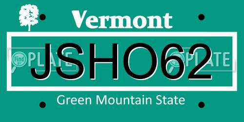 JSHO62 Vermont License Plate