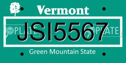 JSI5567 Vermont License Plate