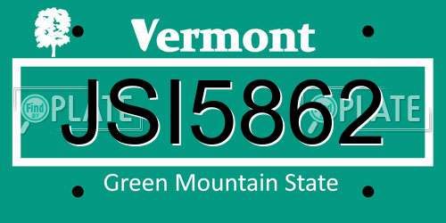 JSI5862 Vermont License Plate