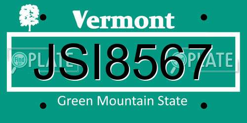JSI8567 Vermont License Plate