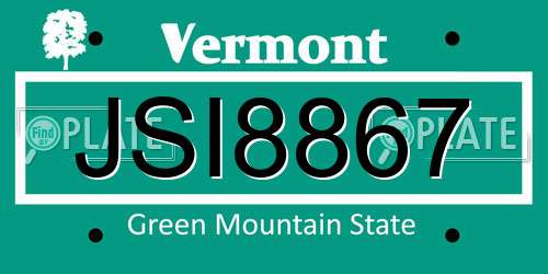 JSI8867 Vermont License Plate