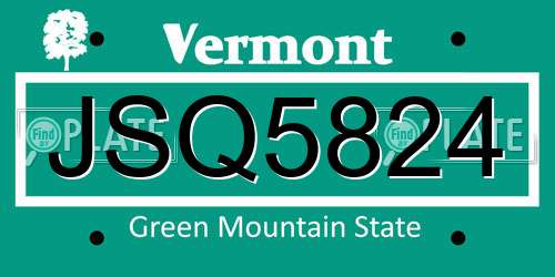 JSQ5824 Vermont License Plate