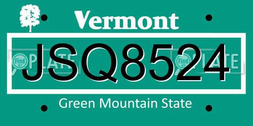 JSQ8524 Vermont License Plate